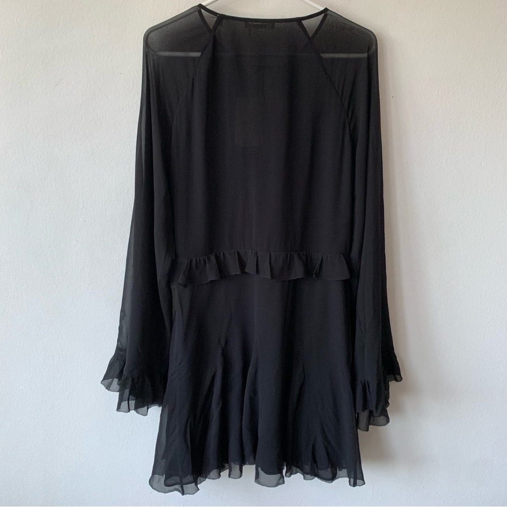 NWT Doen Clarisse Silk Ruffle Flowy Sheer Long Sleeve Mini Dress Black - Picture 12 of 15